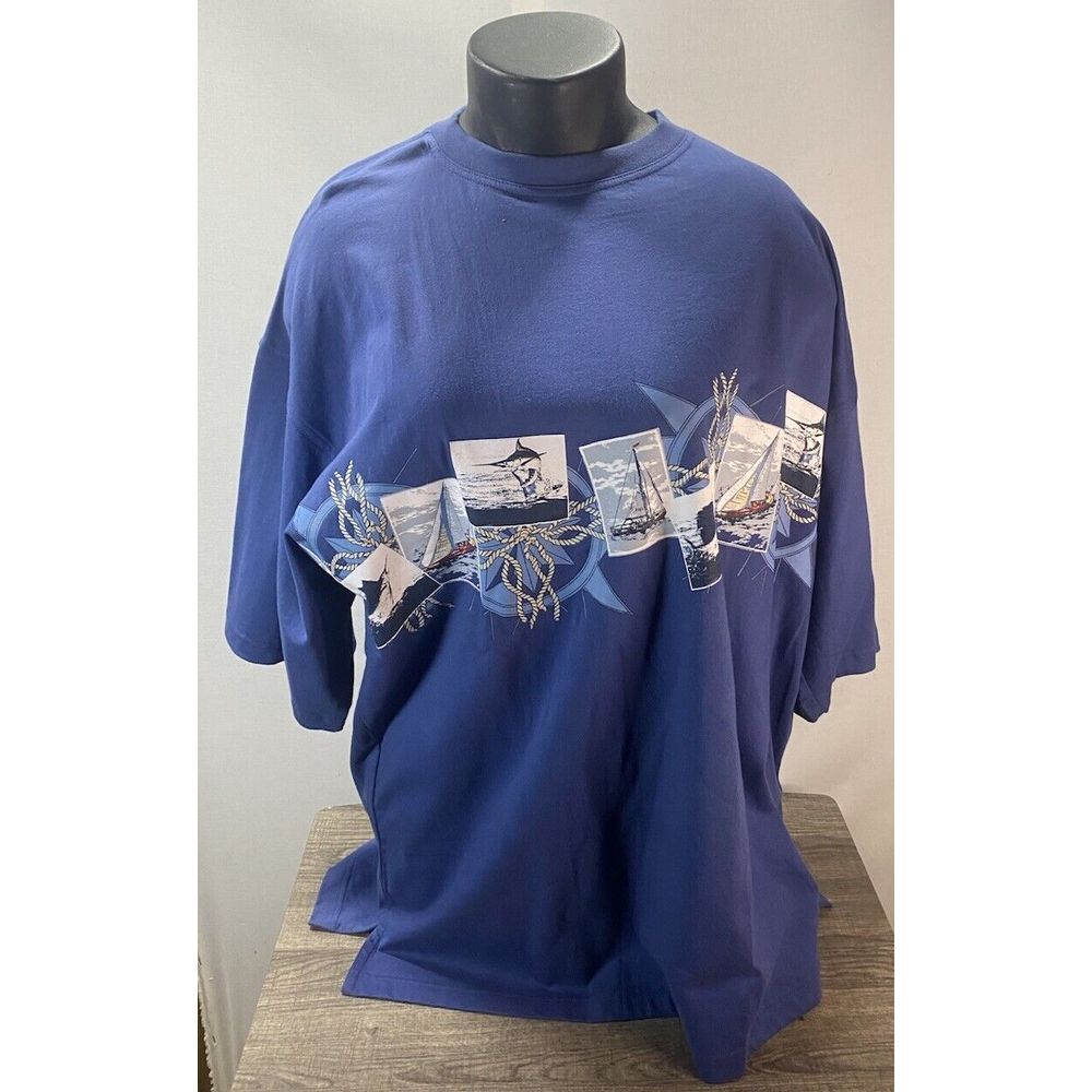Keeler Bay Sailfish & Sailboats Graphic T‎ Shirt Blue XL